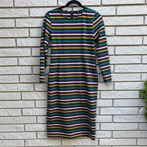 J. Crew Colorful Striped Long Sleeve Dress Sz 8